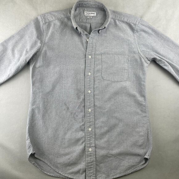 American Apparel Shirt Mens M Gray Oxford Button Down Long Sleeve USA Classic - Picture 2 of 12